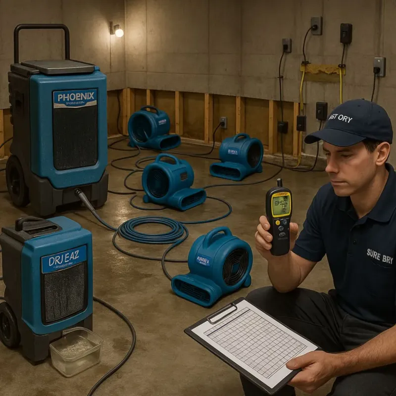 Structural Drying and Dehumidification process in Sutter, CA